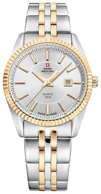 Swiss Military by Chrono Silver Dial Two Tone Yellow Gold Stainless Steel Bracelet Ladies Watch SM34066.05