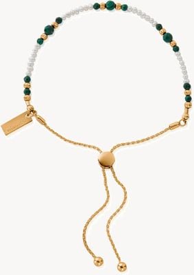 ChloBo Pearl and Malachite LUCK AURA Adjustable Bracelet - Gold Plated GBAMTP