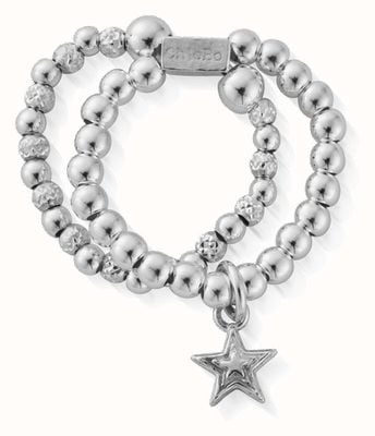 ChloBo Mini Raised Star Double Ring - Medium SR2D3028