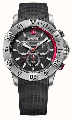 Wenger Seaforce Quartz Chronograph (43mm) Black Dial / Black Silicone Strap 01.0643.122