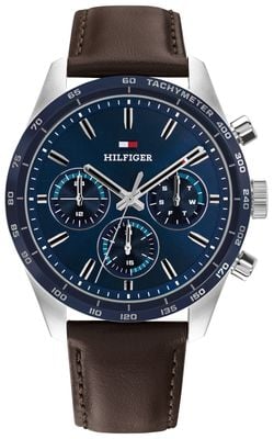 Tommy Hilfiger Hampton Blue Dial Brown leather Watch 1792276