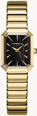 Herbelin Octogône Quartz (20.4mm) Black Mother-of-Pearl Dial / Gold PVD Stainless Steel Bracelet 17556BP1N49