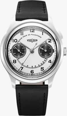 Vulcain Monopusher Heritage Manual Winding (38.9mm) Panda Dial / Black Calf Leather Strap Watch 650167A58.BAC201