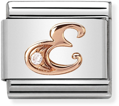 Nomination Classic Letter E 9ct Rose Gold & Steel Charm 430310/05