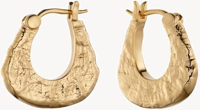 Elements Gold Gold Plated Sterling Silver Triangle Textured Hoop Earrings E6112