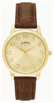Limit Classic Quartz (34mm) Gold Dial / Brown Croc Grain PU Leather Strap 50060