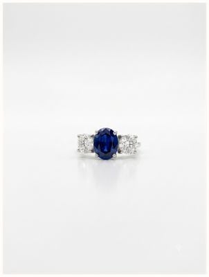 clarks diamonds Platinum  Lab Grown 2.61ct Sapphire And 0.75ct D Vs1 Either J22638