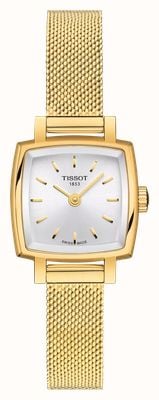 Tissot Lovely Square (20mm) Silver Dial / Gold PVD Stainless Steel Mesh Bracelet T0581093303100