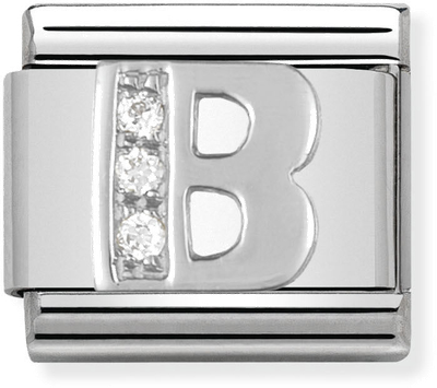 Nomination Classic Letter B Sterling Silver & Steel Cubic Zirconia Charm 330301/02