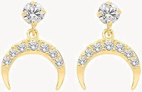 9k Yellow Gold Cubic Zirconia Moon Drop Earrings ES677