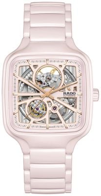 RADO True Square Open-Heart Automatic (38mm) Pink Skeleton Dial / Pink High-Tech Ceramic Bracelet R27123012