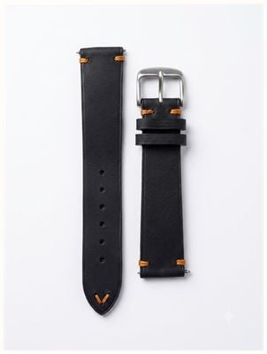 Damasko Vintage Strap "Horse" With Pin Buckle Black With Orange Watch J75702