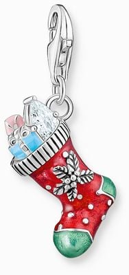 Thomas Sabo Christmas Stocking Enamel Sterling Silver Charm Pendant 2199-691-7