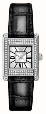 Emporio Armani Two-Hand Crystal Quartz (22mm) Silver Dial / Black Leather Strap AR11660
