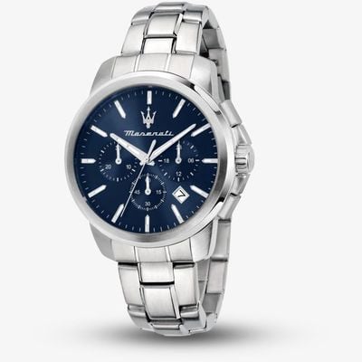Maserati SUCCESSO 42mm Mens Chronograph Blue Dial Stainless Steel Bracelet R8873621047