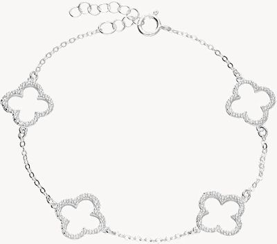 Sterling Silver CZ Open Clover Bracelet H6668/S