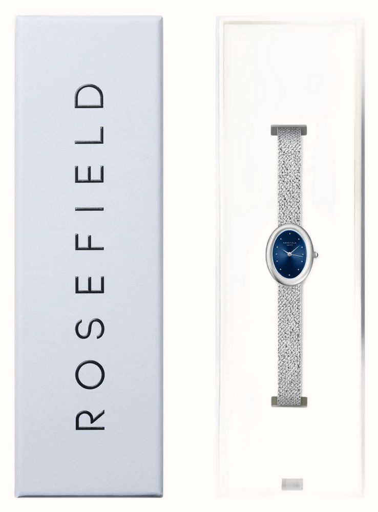 Rosefield Ovale Indigo Silver Mesh Strap With Navy Blue Dial Watch OVNSMS-OV25 - alternate view 5