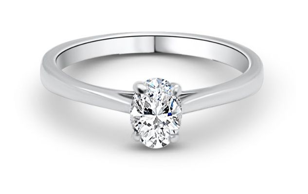 GEMEX J60440 Platinum Oval Cut Diamond Ring 0.41ct E Vs1 Ex Jewellery