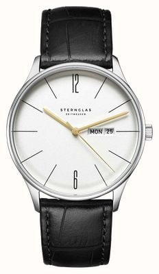 STERNGLAS Berlin Quartz (38mm) Metro Silver Dial / Heritage 20 Black Leather Strap S01-BE10-HE04