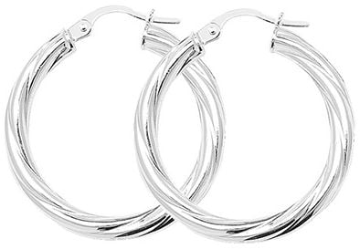 Silver 20mm Twisted Hoop Earrings G5101
