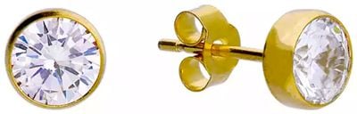 CME Leicester Limited 9ct Gold Earring 4mm round rub-over CZ stud L6014