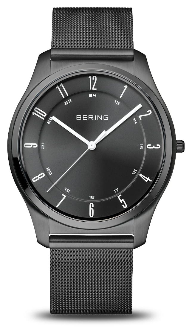 Bering 18340-222 Ultra-Slim Quartz (40mm) Black Sunray Dial Watch