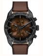 Diesel Spiked Black Leather Brown Dial Watch DZ4735