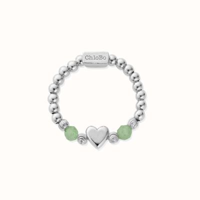 ChloBo In Bloom NEW LOVE Aventurine Ring (Medium) - 925 Sterling Silver SR2AHEART