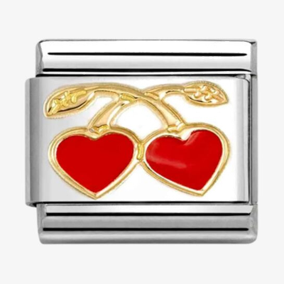 Nomination Classic LOVE Acciaio, Smalto E Oro 750 Ciliege Cuori ROSSI Charm 030207/55