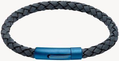Unique & Co Blue Leather |  Matte Blue IP Clasp | Bracelet B439AB/21CM