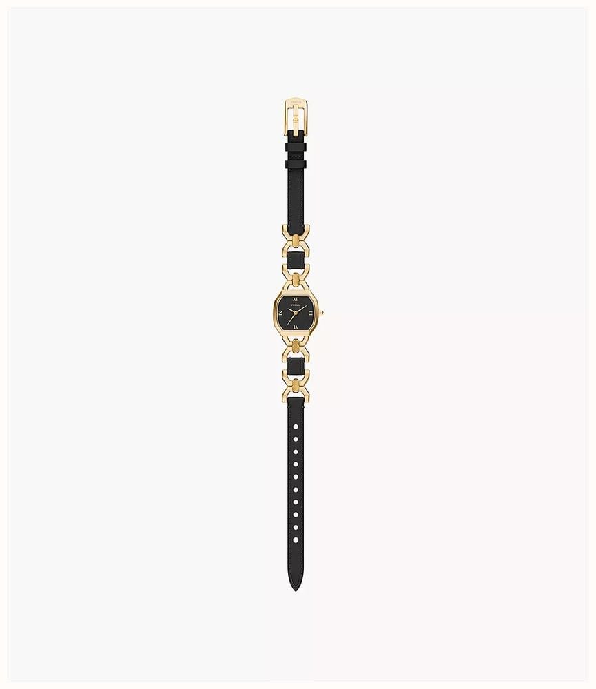 Fossil Harlow 22 mm Three-Hand Black Leather and Gold-Tone Stainless Steel Fossil Watch ES5496 - alternate view 4