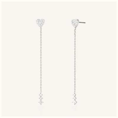 Rosefield Jewellery Heart Long Earrings Silver Watch JEHLS-J1321