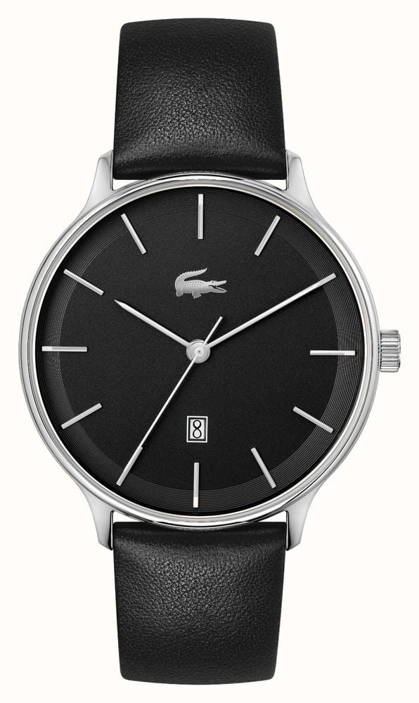 Lacoste Men s Club Black Dial Black Leather Strap 2011199