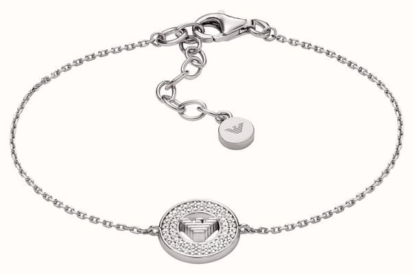 Emporio Armani Women's Crystal-Set Sterling Silver Eagle Logo Bracelet EG3586040