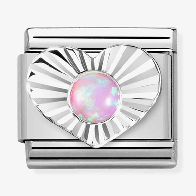 Nomination Classic Heart Pink Opal Sterling Silver Charm 330508/38