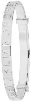 Treasure House SILVER BABIES' ROUND DIA CUT ALPHABET EXPANDABLE BANGLE J98879