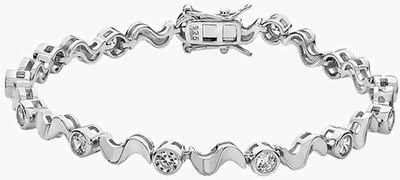 Unisex TH Silver CZ Curb Braclet G2379