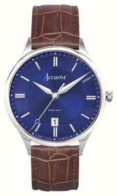 Accurist Classic Mens | Blue Dial | Brown Leather Strap 73005
