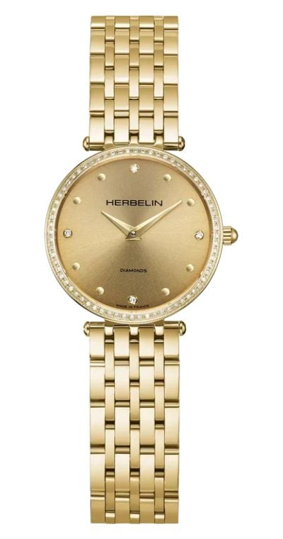 Herbelin 17116BP1N68Y83 Epsilon Diamond Quartz (28mm) Gold Watch