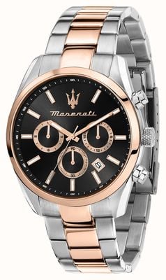 Maserati Men's Attrazione (43mm) Black Dial / Two Tone Stainless Steel Bracelet R8853151002