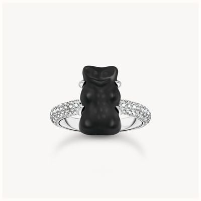 Thomas Sabo Silver ring with black Goldbear and zirconia TR2478-052-11-56