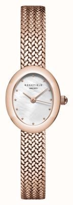 Rosefield Mini Oval (18mm) Mother-of-Pearl Dial / Rose Gold-Plated Stainless Steel Bracelet MWRMR-M07