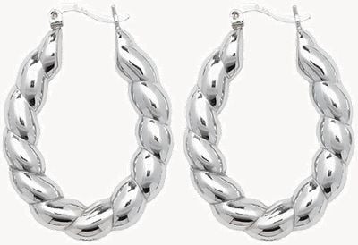 Silver Large Twist Creole Earrings G5888