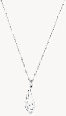 ChloBo Delicate Cube Chain Interlocking Heart And Angel Wing Necklace Sterling Silver SNDC3238