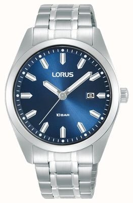 Lorus Sports Date 100m (39mm) Blue Sunray Dial / Stainless Steel RH973PX9