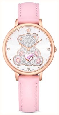 Swarovski Teddy Watch Quartz (35mm) Silver Dial / Pink Leather Strap 5739838