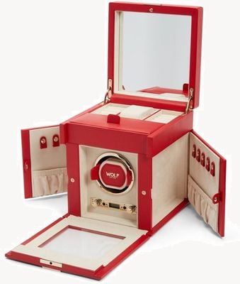 WOLF Palermo Single Watch Winder with jewellery storage | Red 213772
