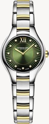 Raymond Weil Noemia Diamond Quartz (24mm) Green Sunray Dial / Two-Tone Stainless Steel Bracelet 5124-STP-52181