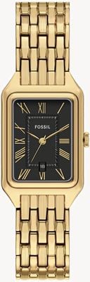 Fossil Raquel (23mm) Black Dial / Gold PVD Stainless Steel Bracelet ES5434
