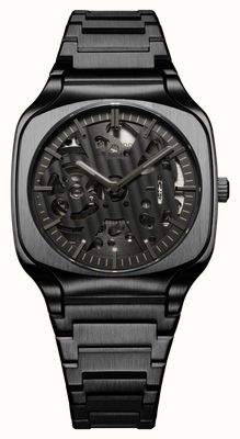 D1 Milano Square Soot Depth (37mm) Black Skeleton Dial / Black PVD Stainless Steel Bracelet SLBJ02